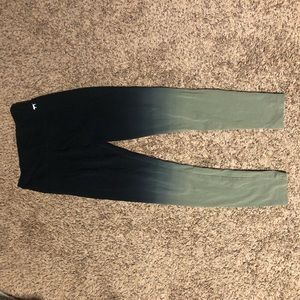 Pink high waisted green ombré leggings